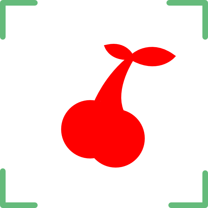 Image segmentation illustration showing the filled in shape of a cherry.